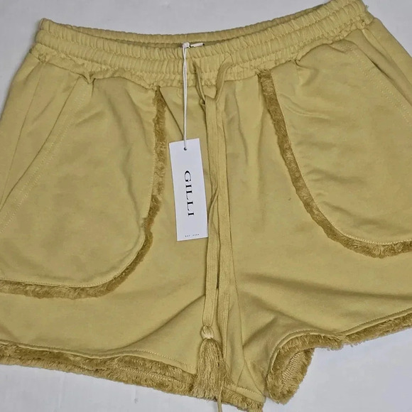 Gilli distressed‎ hem mustard colored lounge women shorts SZ Small - Picture 2 of 14
